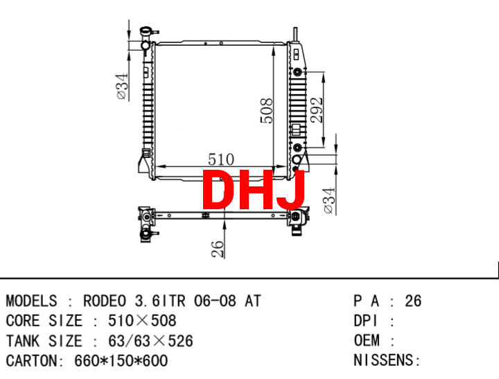 ISUZU RODEO 3.6ITR 06-08 AT/MT radiator