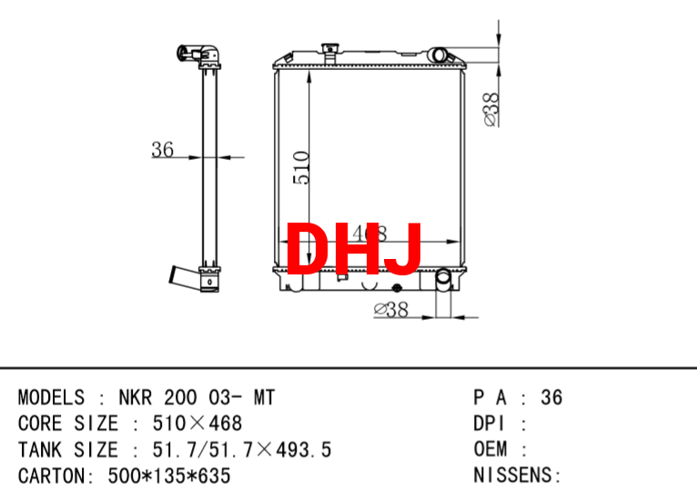 ISUZU NKR 200 03- MT radiator