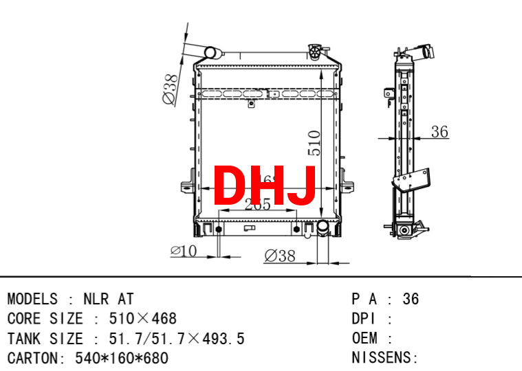 ISUZU NLR AT radiator