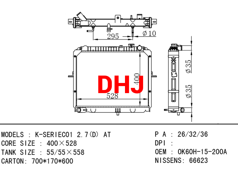 KIA radiator OK60H-15-200A 25310-4E900 60A15200 OK60A15200 COK60B15200A K-SERIEC0