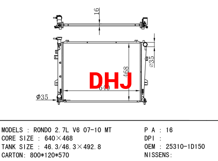 KIA radiator 25310-1D150 RONDO 2.7L V6 07-10 MT