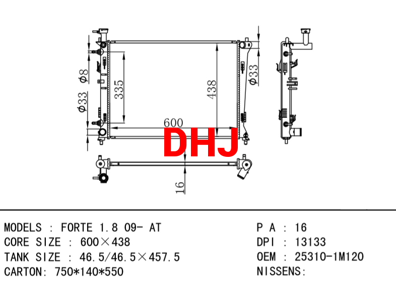 KIA radiator 25310-1M120 25310-1M100 25310-0M120 FORTE 1.8 09- AT/MT