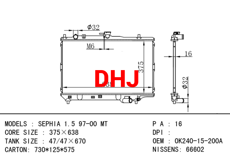 KIA radiator OK240-15-200A OK240-15-200B 0K201-15-200A SEPHIA 1.5 97-00 MT