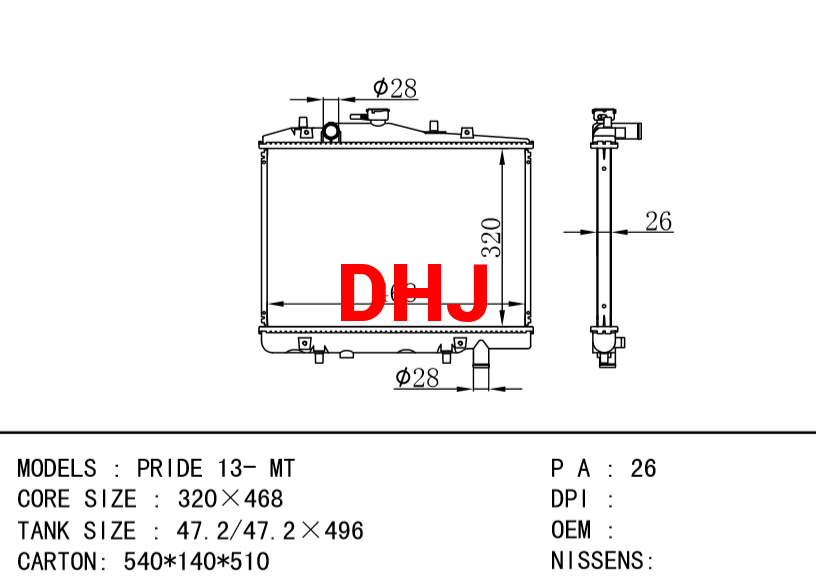 KIA PRIDE 13- MT radiator