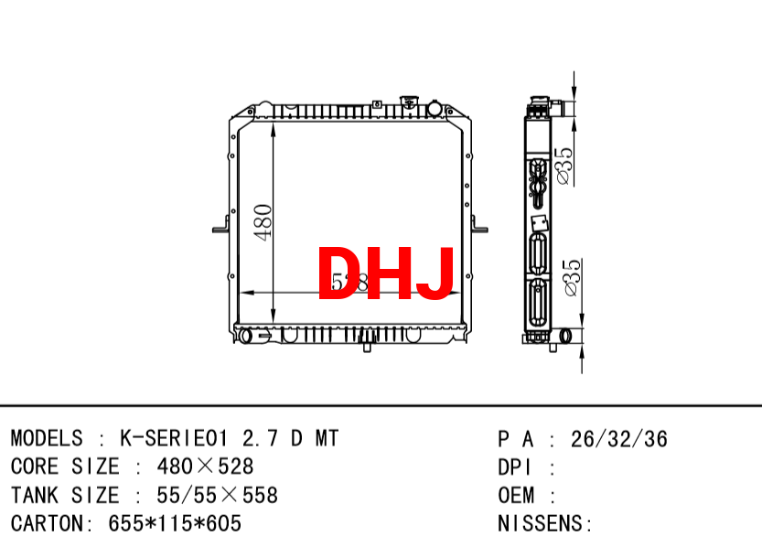 KIA K-SERIE01 2.7 D MT radiator