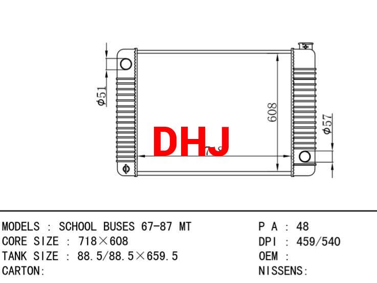 GM,DODGE SCHOOL BUSES 67-87 MT RADIATOR