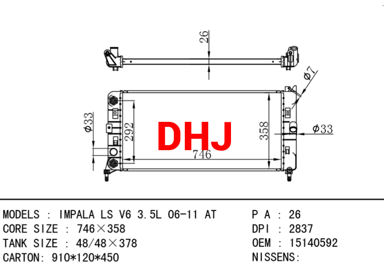 CHEVROLET IMPALA RADIATOR 15140592