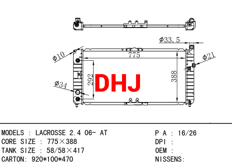 GM, DODGE RADIATOR LACROSSE 2.4 06- AT/MT