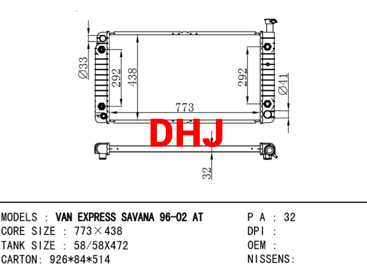 GM,DODGE VAN EXPRESS SAVANA 96-02 AT RADIATOR