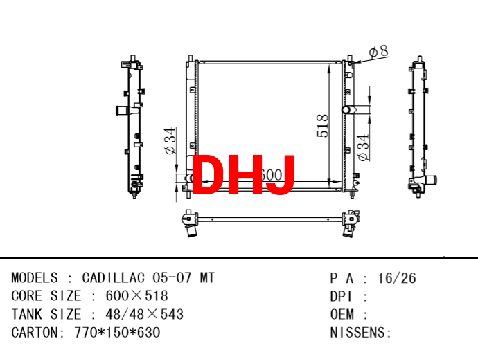 CADILLAC 05-07 MT RADIATOR