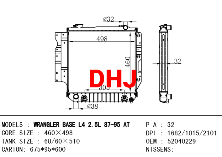 CHRYSLER JEEP WRANGLER RADIATOR 52028114AB 52040229 52040286 52028120AB 52028120A