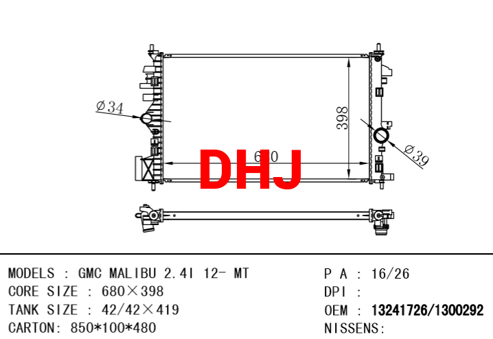 GMC MALIBU RADIATOR 13241726/1300292