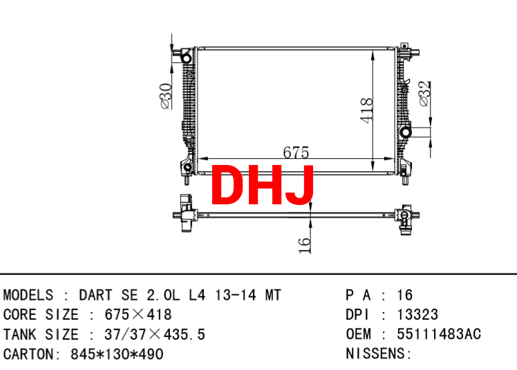 DODGE DART RADIATOR 55111483AC 55111483AB MT