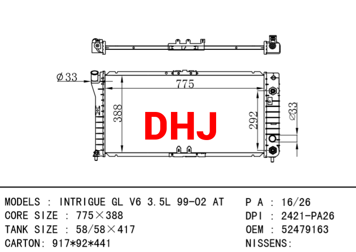 OLDSMOBILE INTRIGUE radiator 52473409 52479163 52479613 52485610