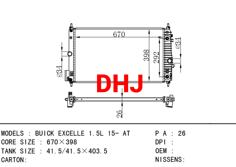 BUICK EXCELLE 1.5L 15- AT RADIATOR