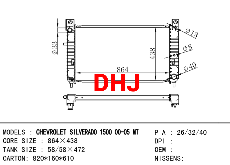 CHEVROLET silverado 1500 00-05 MT RADIATOR