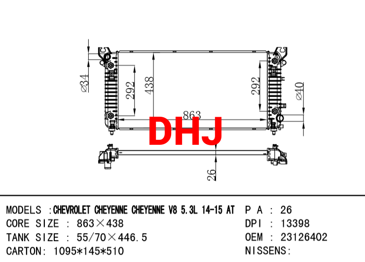 CHEYENNE V8 5.3L 14-15 AT RADIATOR