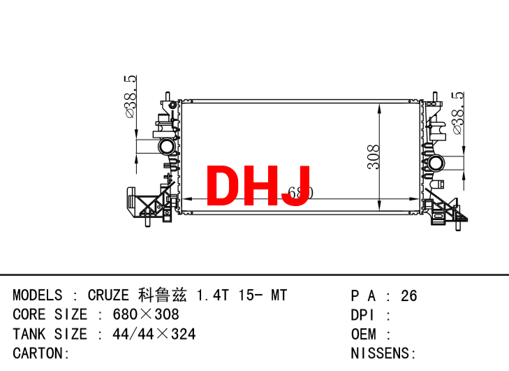 CHEVROLET CRUZE 1.4T 15- MT RADIATOR