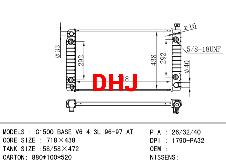 DODGE C1500 BASE V6 4.3L 96-97 AT RADIATOR