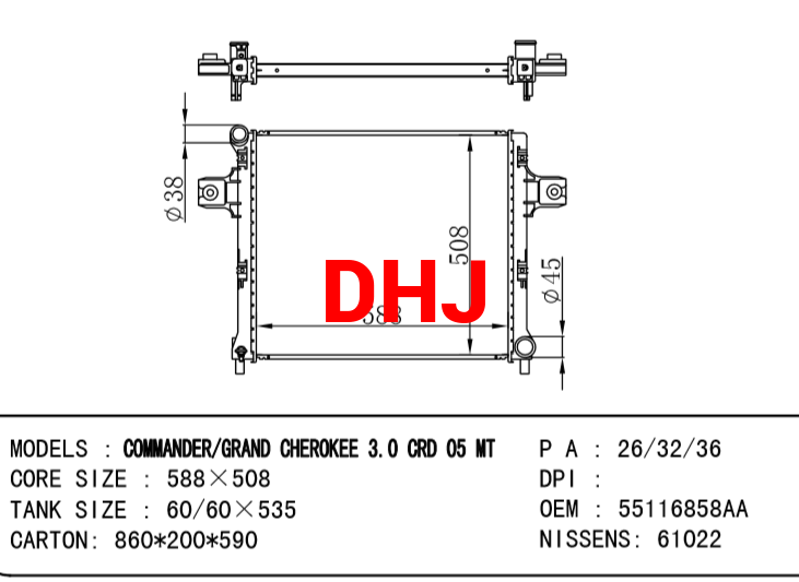 JEEP COMMANDER RADIATOR 55116858AA