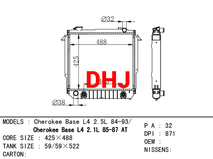 JEEP Cherokee RADIATOR DPI:871