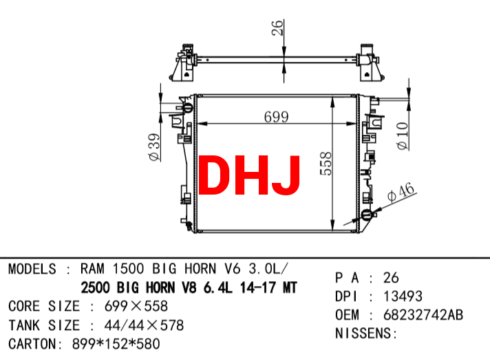 RAM RADIATOR 68232742AB DPI:13493