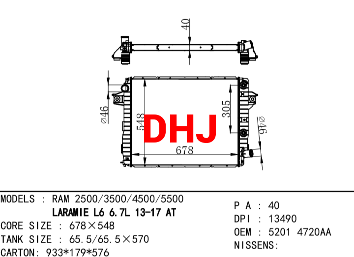 RAM 2500/3500/4500/5500 AT RADIATOR 52014720AA