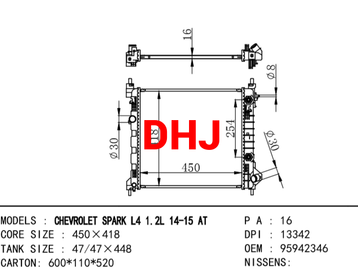 CHEVROLET SPARK radiator 095942346