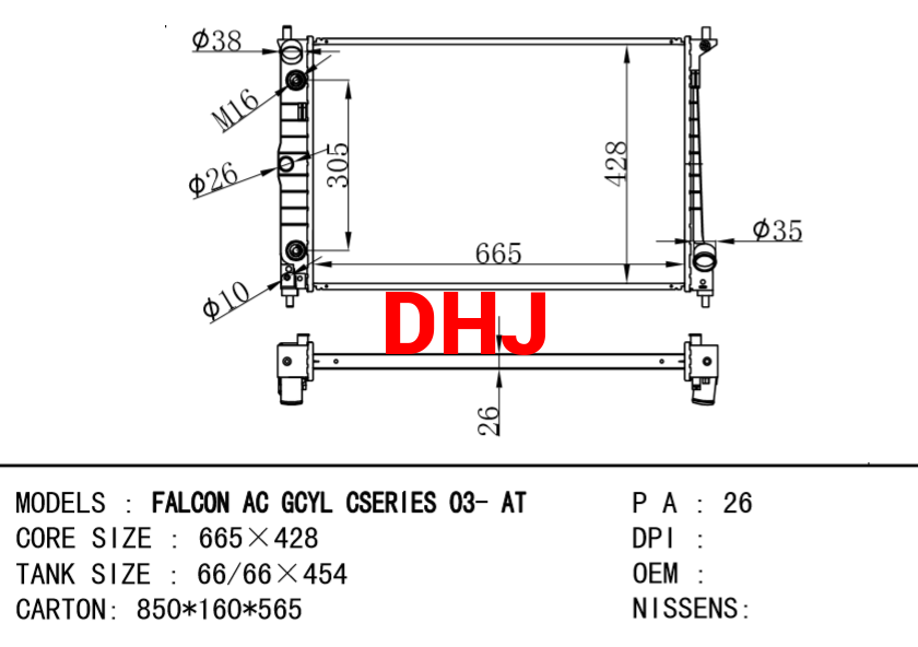 FORD FALCON AC GCYL CSERIES 03 MT RADIATOR