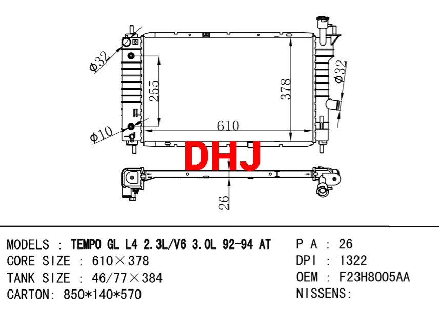 FORD MONDEO RADIATOR 1124902 1S7H8005AB 1114764 1142808 1S7H8005AC 1S7H8005AD 111