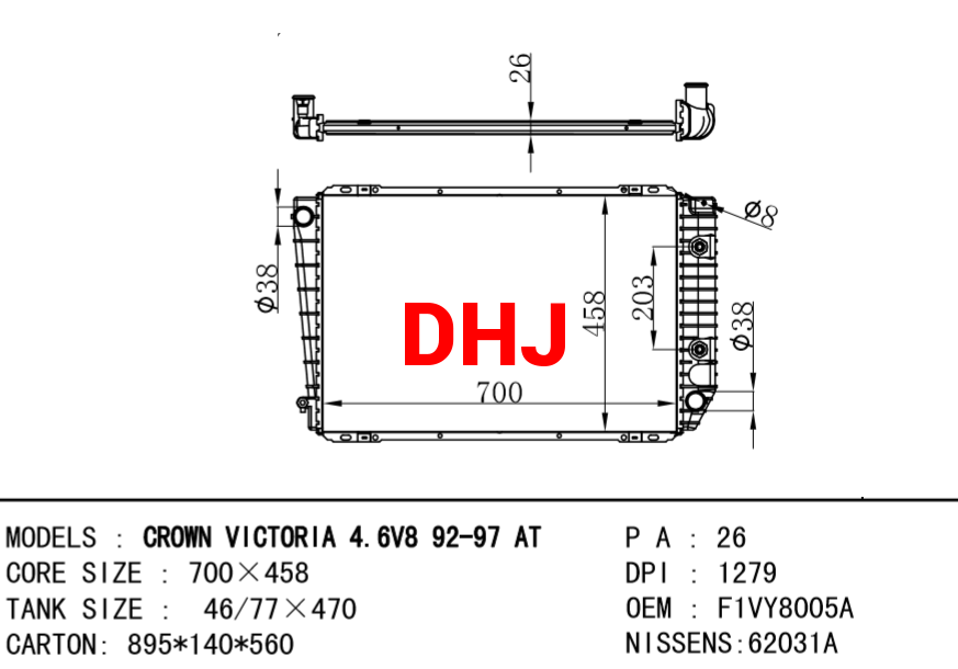 FORD CROWN radiator F17H8005BE F1VH8005AE F1VH8005BE F1VY8005A F1VY8005B F2AH8005