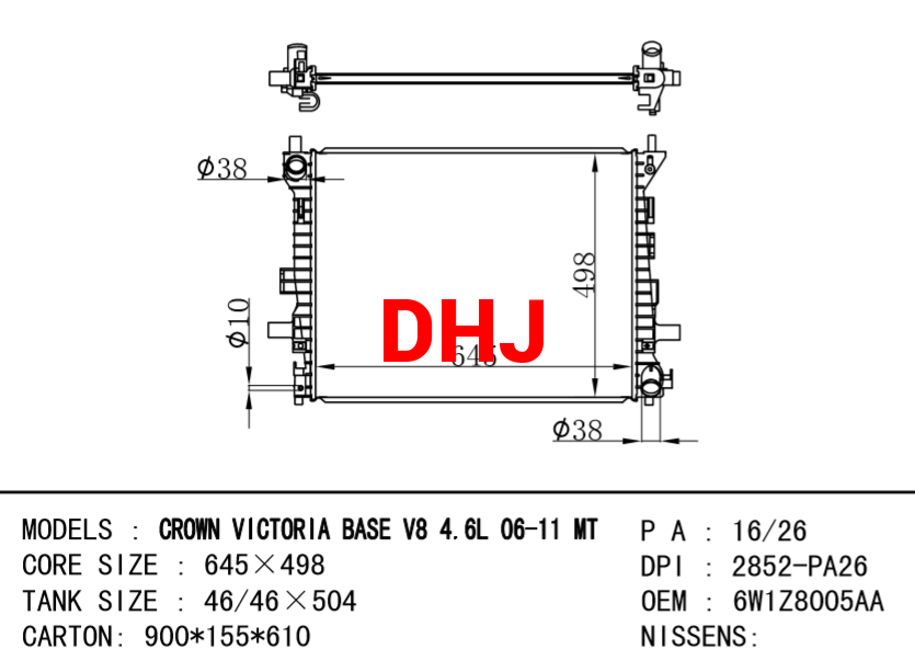 FORD CROWN VICTORIA RADIATOR 6W1Z8005AA 6W138005AA MT