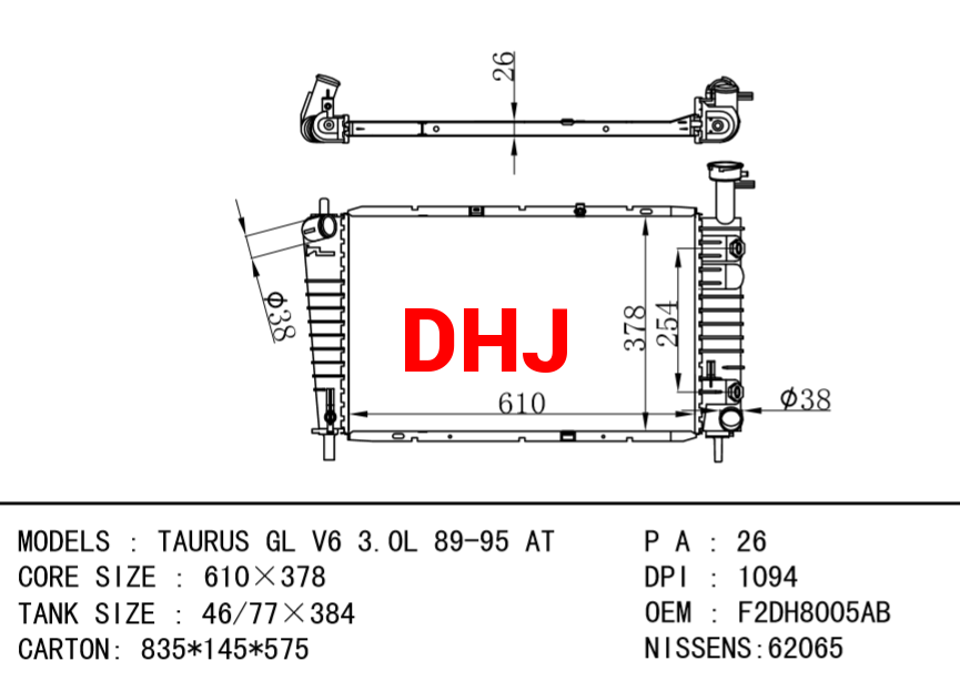 FORD USA TAURUS RADIATOR E7DZ8005FA E9DH8005DA F2DH8005AB F2DH8005AD E6DZ8005A E7