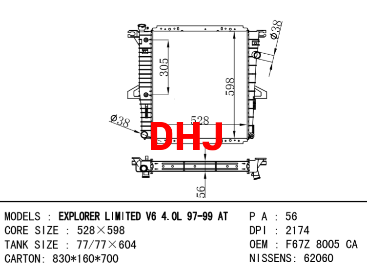 FORD USA EXPLORER RADIATOR 4039231 XL2Z8005LA F87Z8005KA XL2Z8005DA F67Z8005JA 39