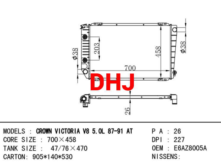 FORD LTD CROWN VICTORIA RADIATOR E6AZ8005A E6AH8005BB  E6AH8005DB E6AZ8005A E6AZ8