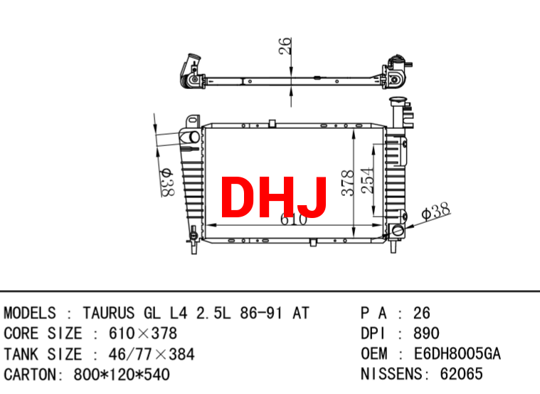 FORD USA TAURUS RADIATOR E6DH8005GA E6DH8005FB