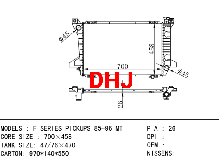 FORD F SERIES PICKUPS RADIATOR