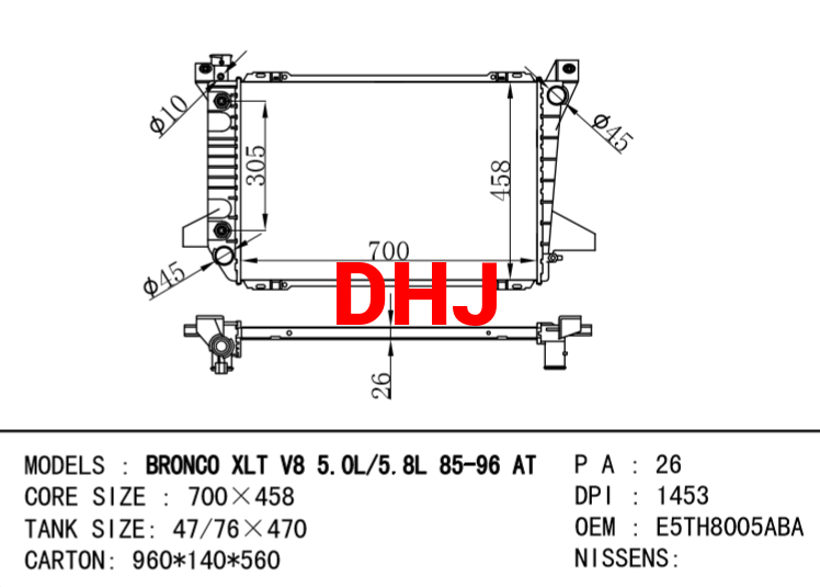 FORD BRONCO RADIATOR,FORD F350 PICKUP RADIATOR,E5TH8005ABA E5TH8005AEA E5TH8005JA