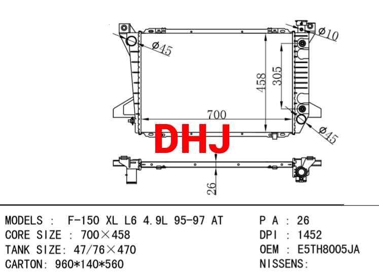  E5TH8005JA E7TFORD F-150 PICKUP RADIATOR,H8005BA E9TZ8005E F0TH8005AA F2TZ8005N 