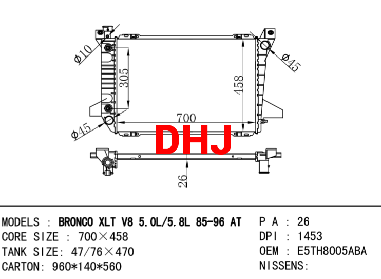 FORD BRONCO RADIATOR E5TH8005ABA  E9TH8005DA F2TH8005TA  F32H8005BA F3TH8005AA