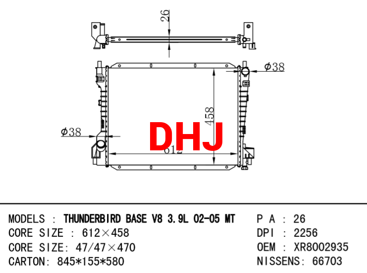 FORD THUNDERBIRD RADIATOR XW4H8005BA XW4H8005CA3 XW4Y8005BA XW4Z8005BA 3W4Z8005AA