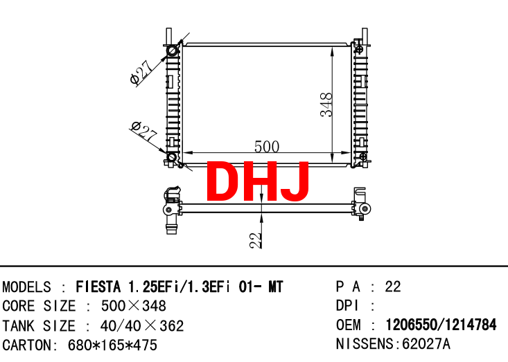 FORD FIESTA RADIATOR 1206550/1214784