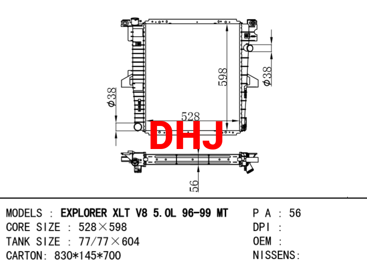 FORD EXPLORER XLT V8 5.0L 96-99 MT RADIATOR