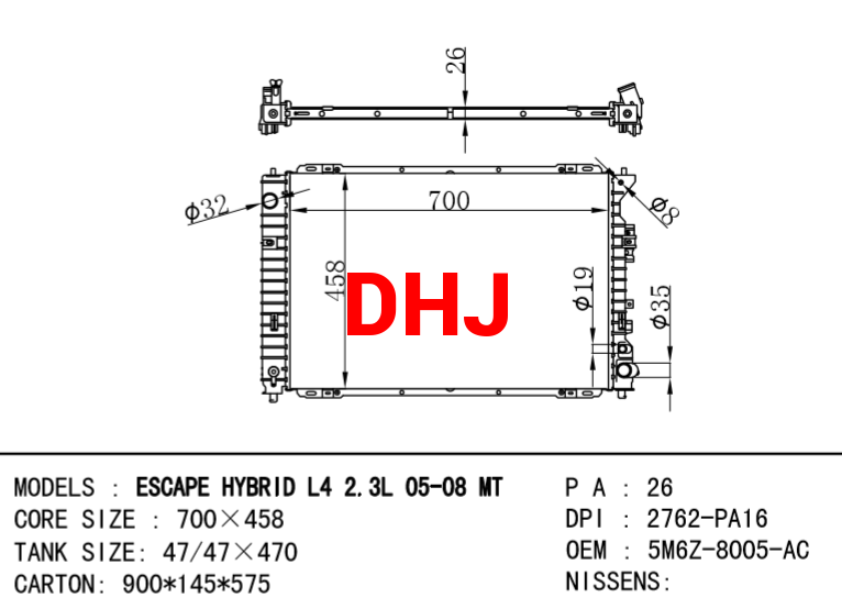 FORD ESCAPE radiator 5M6Z-8005-AC 6M6Z8005A  5M6Z8005AC