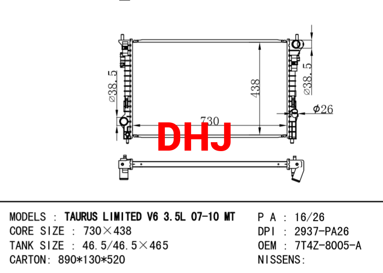 FORD TAURUS RADIATOR 7T4Z-8005-A 7T4Z8005A 7T4Z8005B