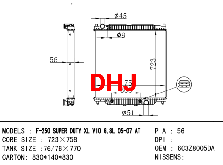 FORD AUSTRALIA F250 Pickup RADIATOR 6C348005JA 6C3Z8005DA 6C348005DA  AT/MT