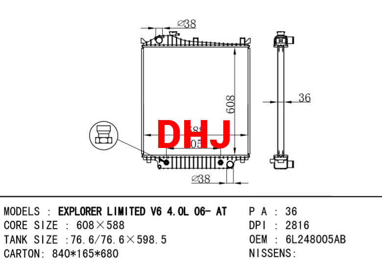 FORD USA EXPLORER RADIATOR 6L2Z8005AD 6L248005AB 6L2Z8005AA