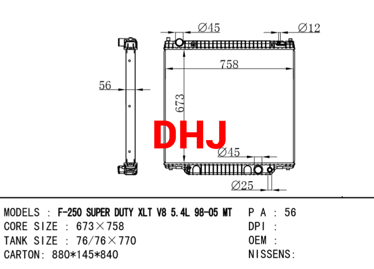 FORD F-250 super DUTY XLT V8 5.4L 98-05 MT radiator