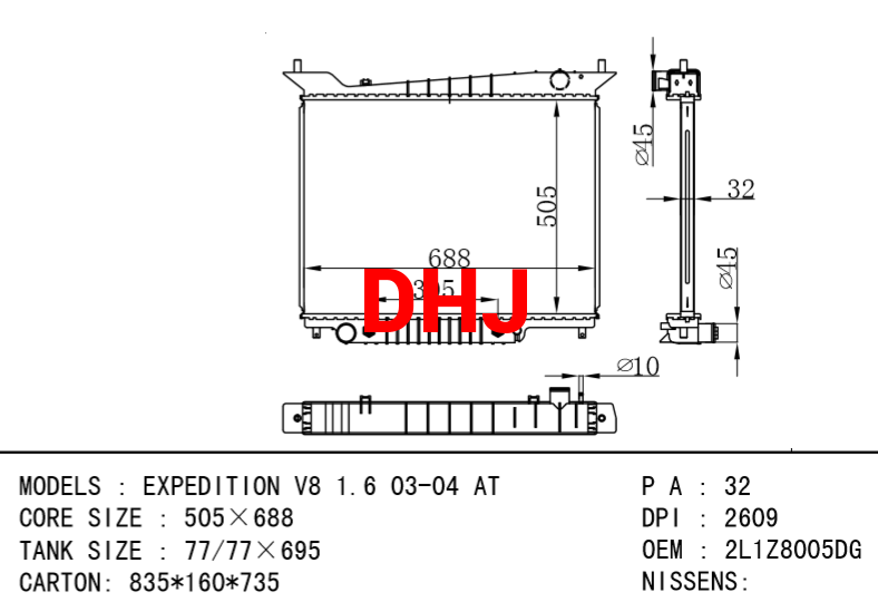 FORD EXPEDITION RADIATOR 2L1Z8005DD 2L1H8009DF 2L1Z8005DG 2L1Z8005FB