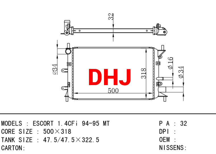 FORD ESCORT 1.4CFi 94-95 MT RADIATOR